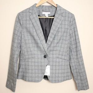 H&M grey & black plaid blazer BRAND NEW! size 8